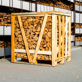 25 cm ovengedroogd eikenhout op een halve pallet van 1 m3