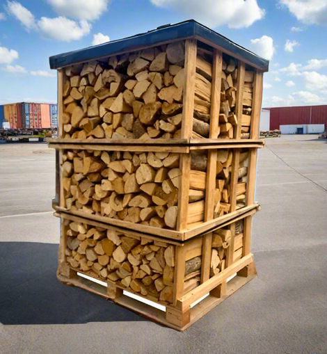 33 cm droge brandhoutblokken op een pallet (2,9 kubieke meter)