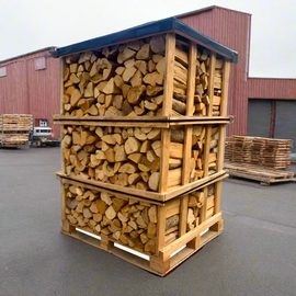 30 cm droge brandhoutblokken op een pallet (3 kubieke meter)