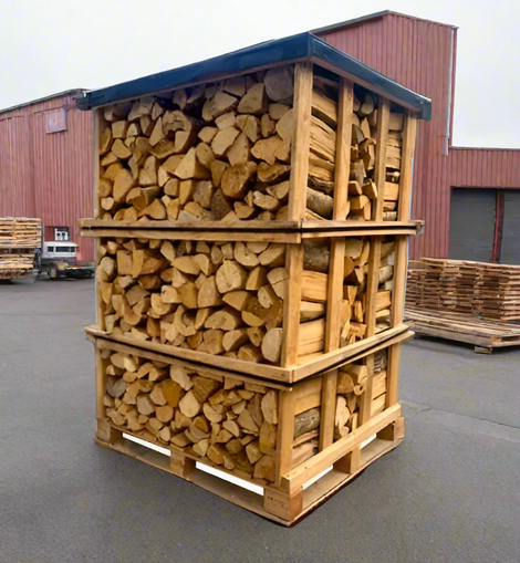 30 cm droge brandhoutblokken op een pallet (3 kubieke meter)